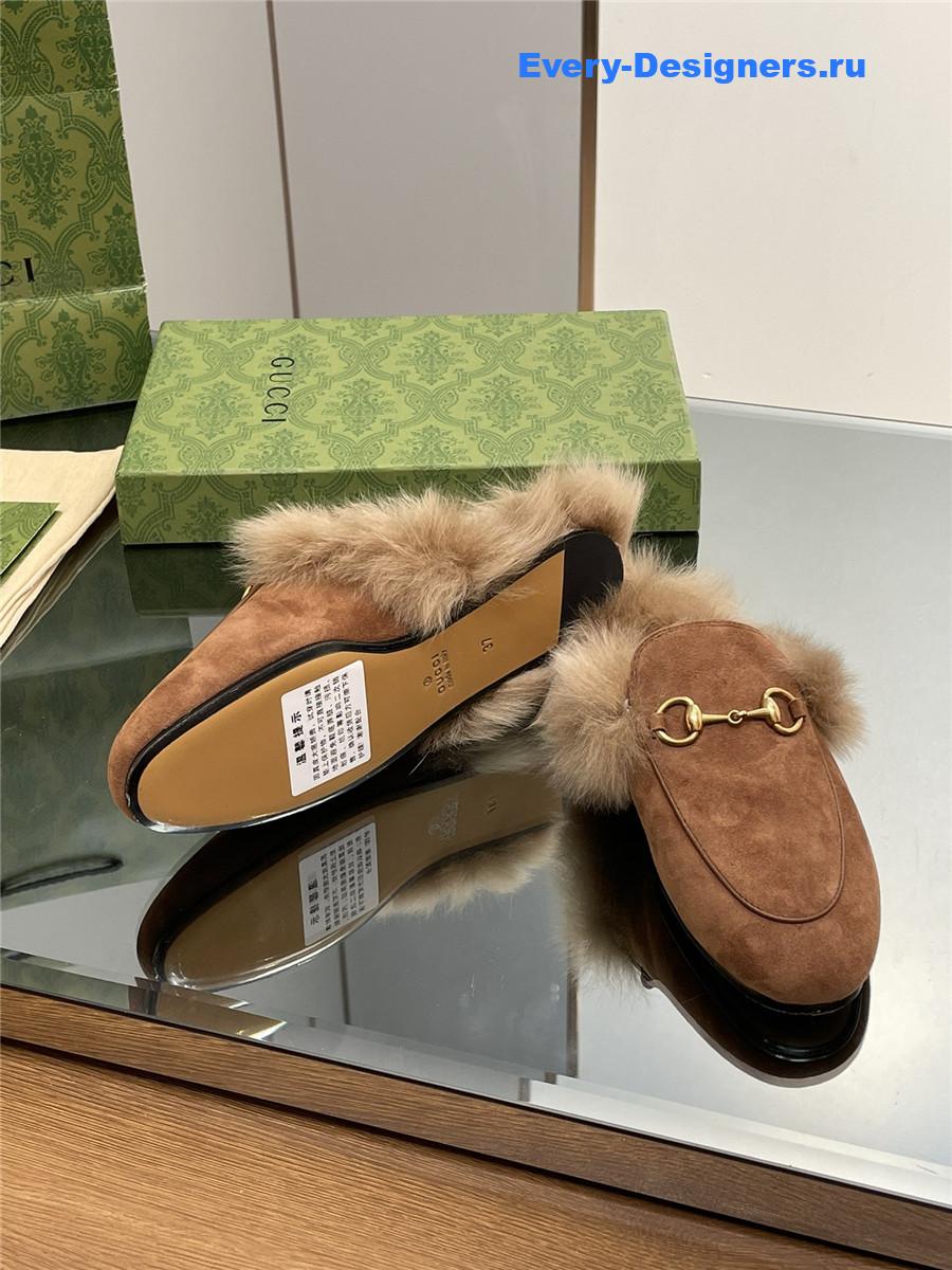 Gvc*1 brown suede wool flat mules