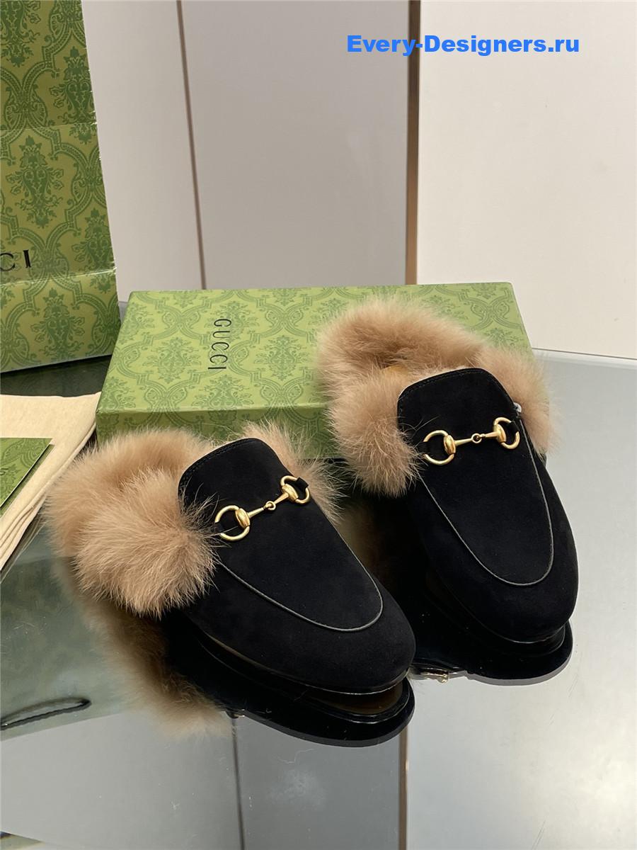 Gvc*1 black suede wool flat mules