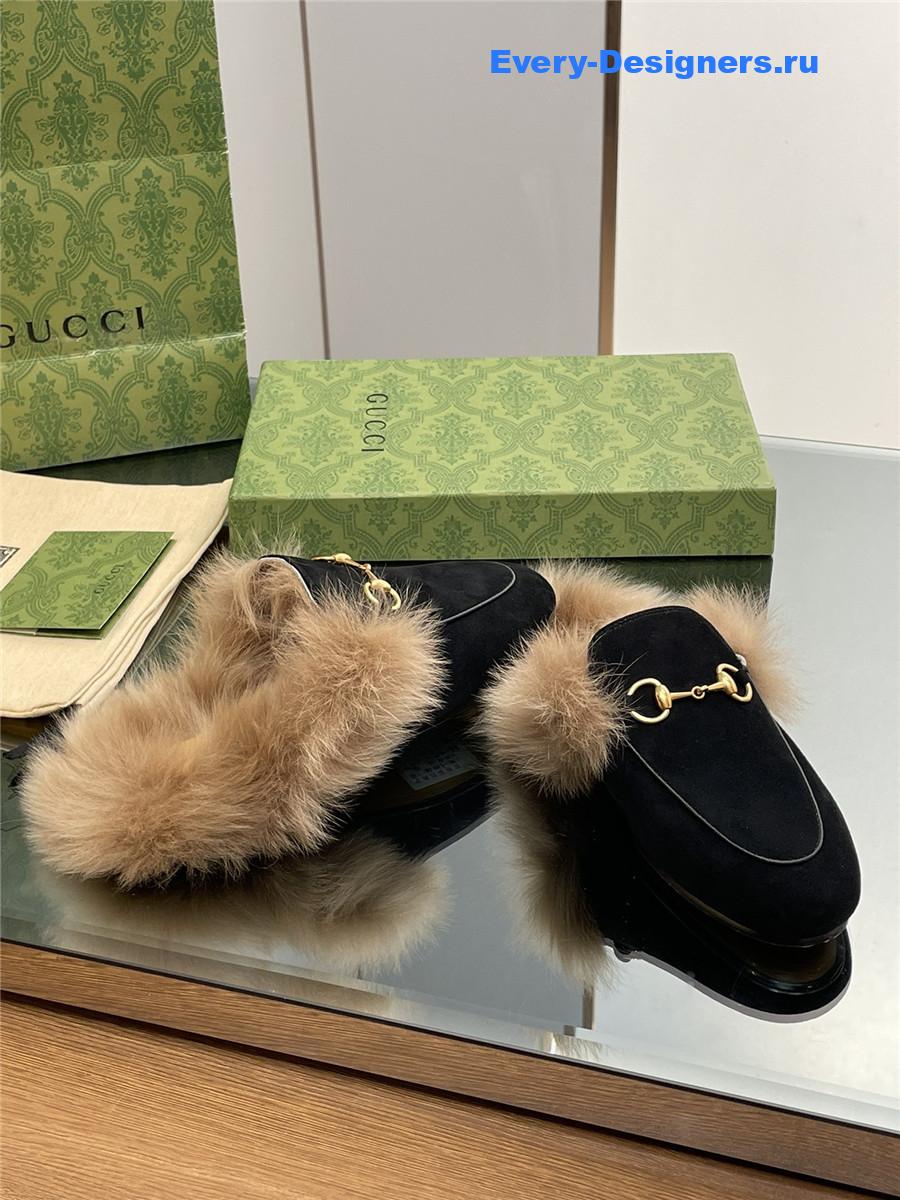 Gvc*1 black suede wool flat mules