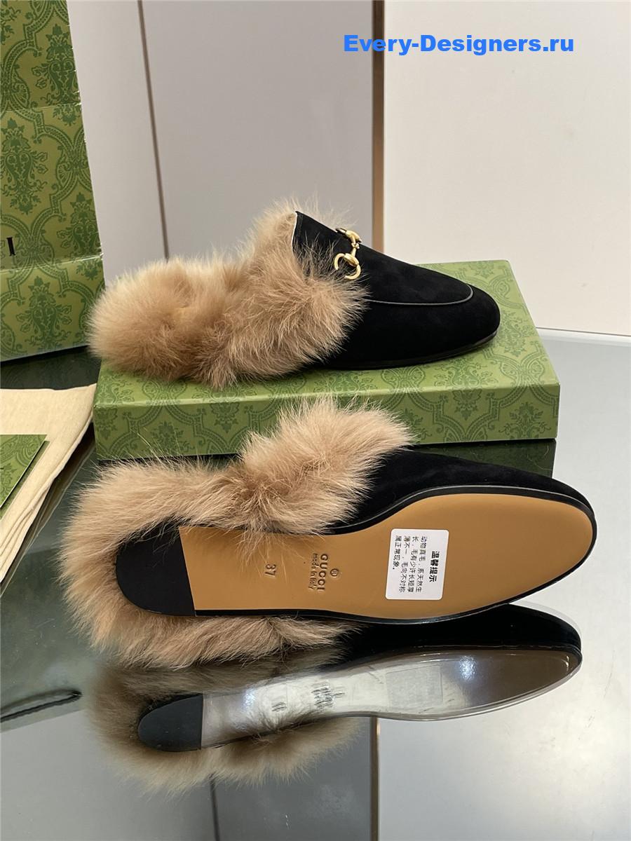 Gvc*1 black suede wool flat mules