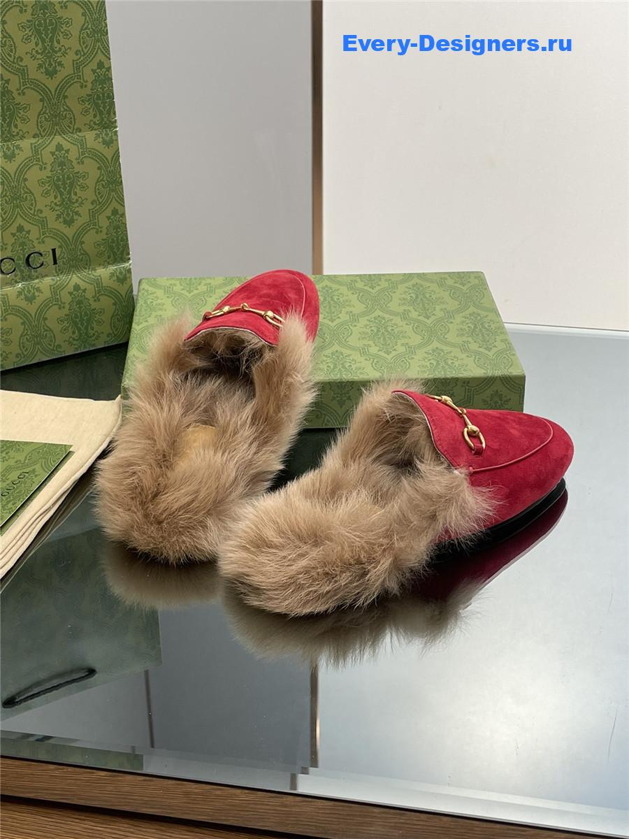 Gvc*1 red suede wool flat mules