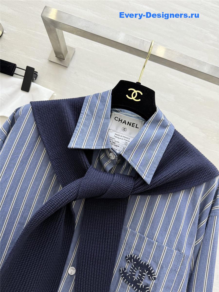 Ch**el oversize blue striped shirt