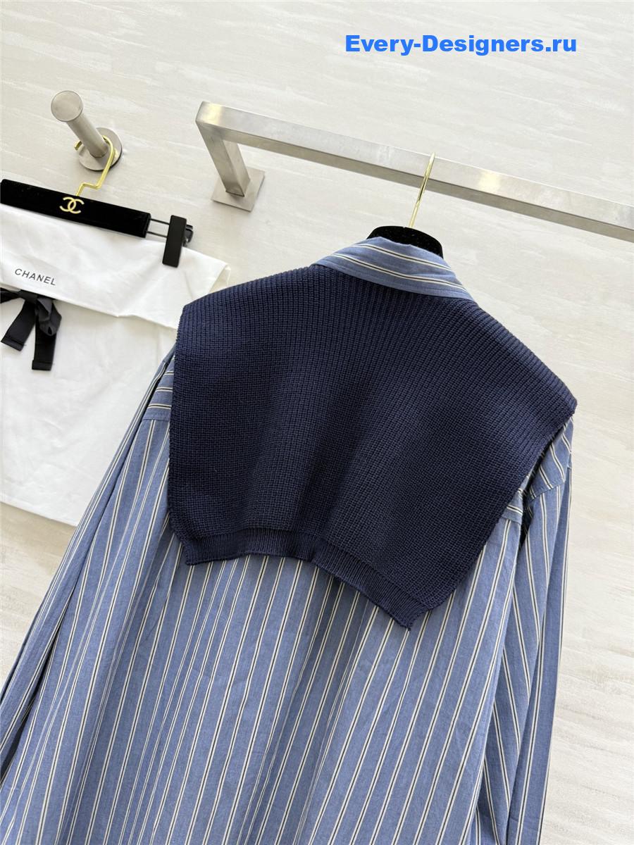 Ch**el oversize blue striped shirt