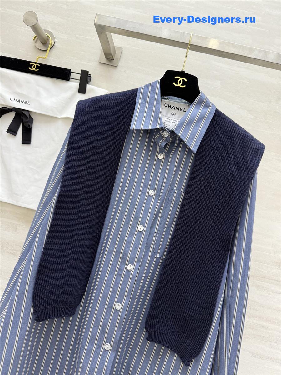 Ch**el oversize blue striped shirt