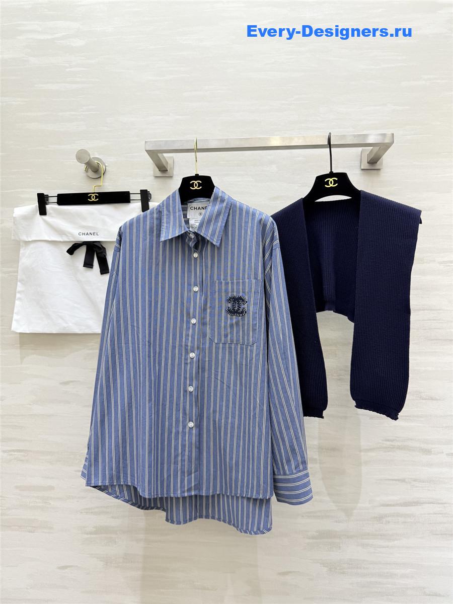 Ch**el oversize blue striped shirt