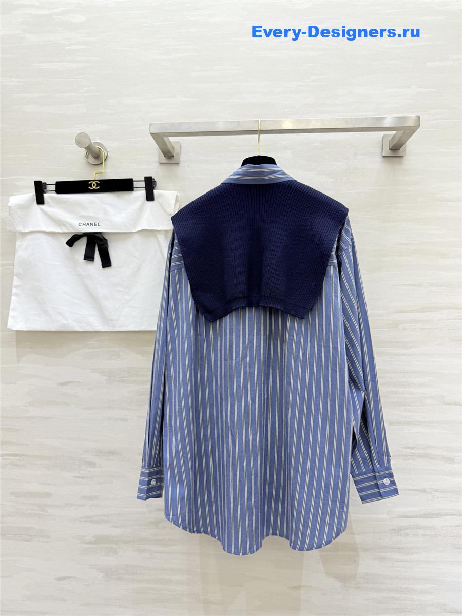 Ch**el oversize blue striped shirt