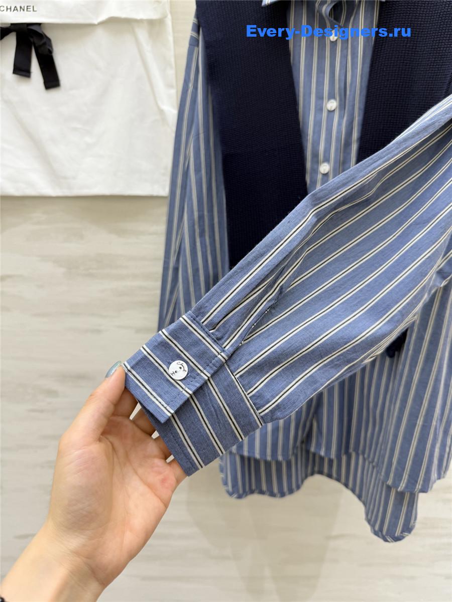 Ch**el oversize blue striped shirt