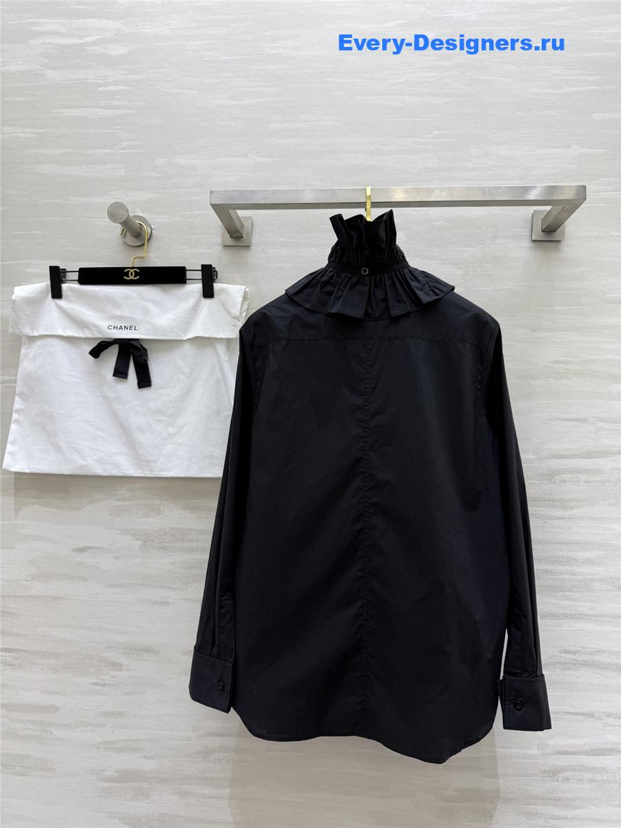 D10r black removable ruched collar blouse