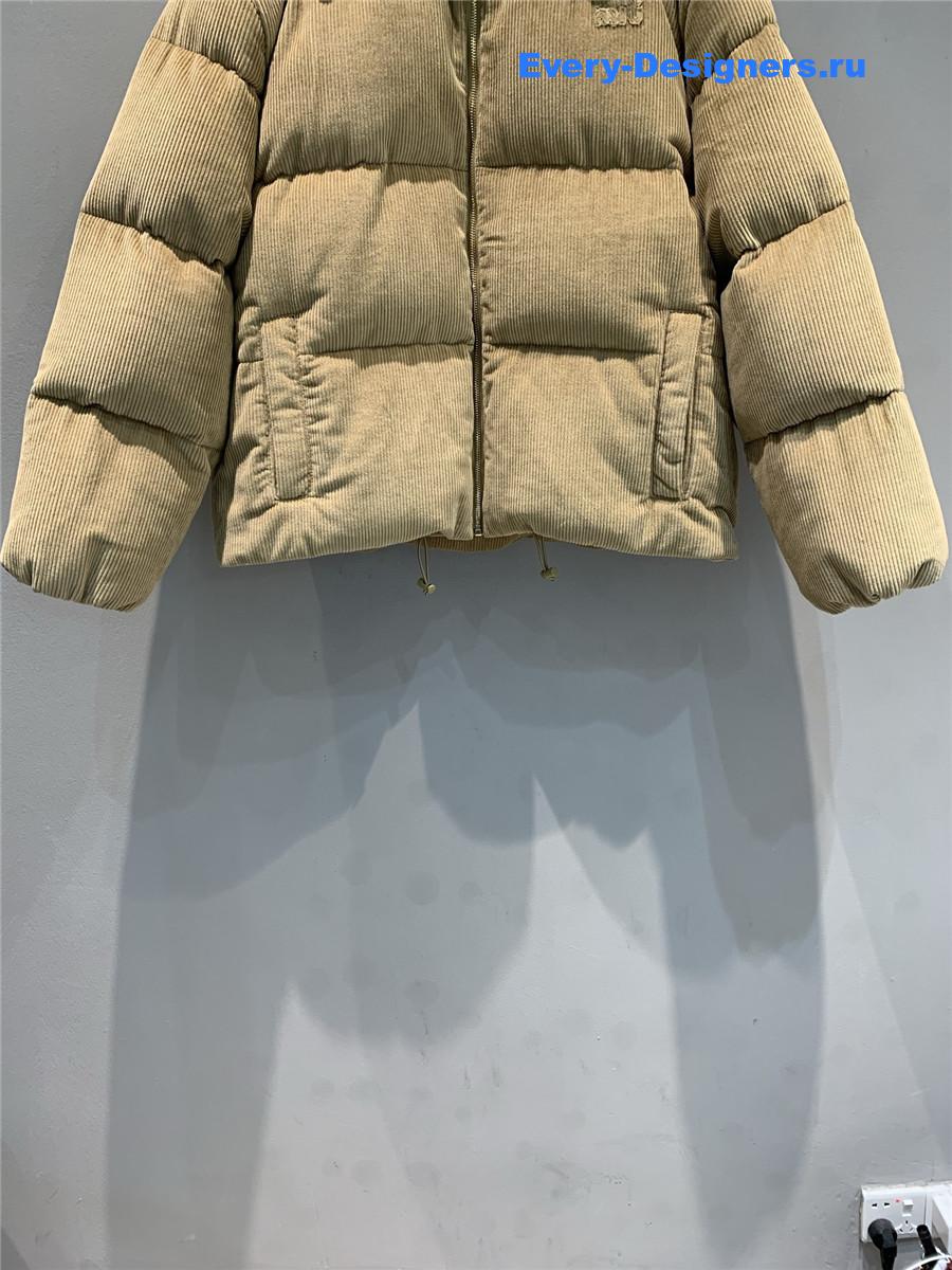 Miu Miu Leather-Collar Corduroy Puffer Jacket