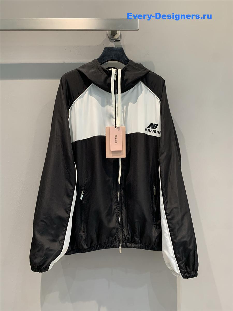 Miu Miu Black Technical Poplin Hoodie Jacket