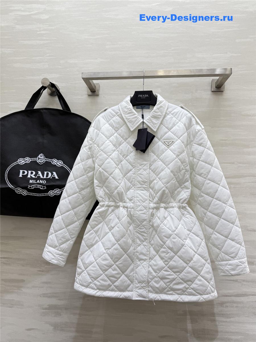 Pra*a white quilted cotton jacket