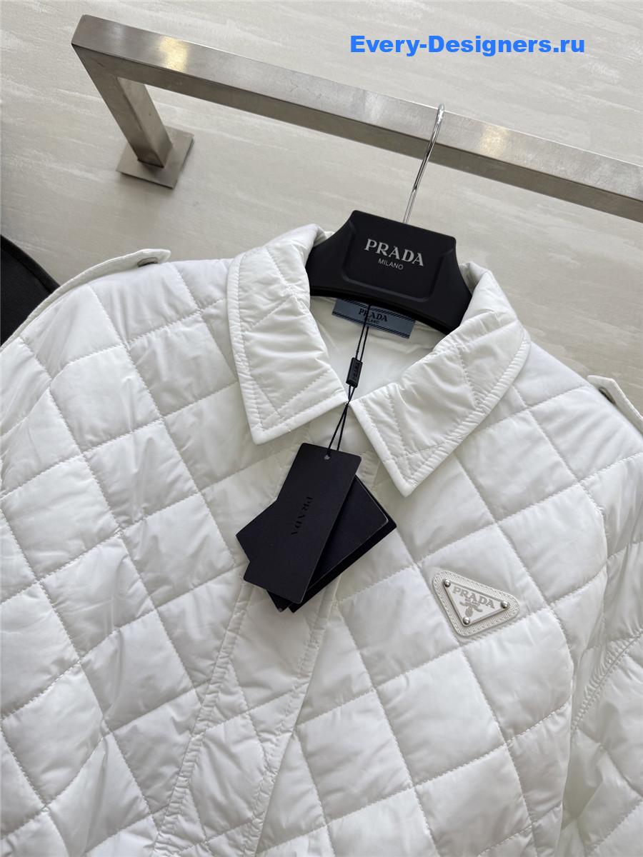 Pra*a white quilted cotton jacket