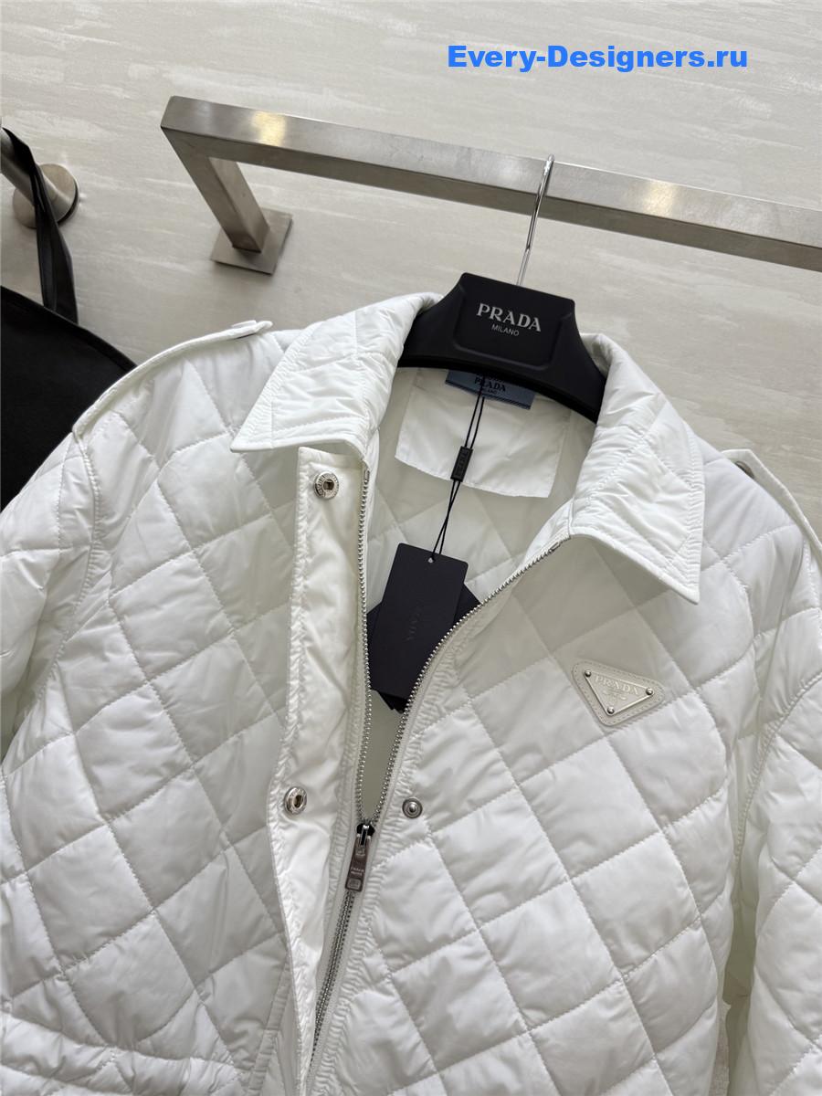 Pra*a white quilted cotton jacket
