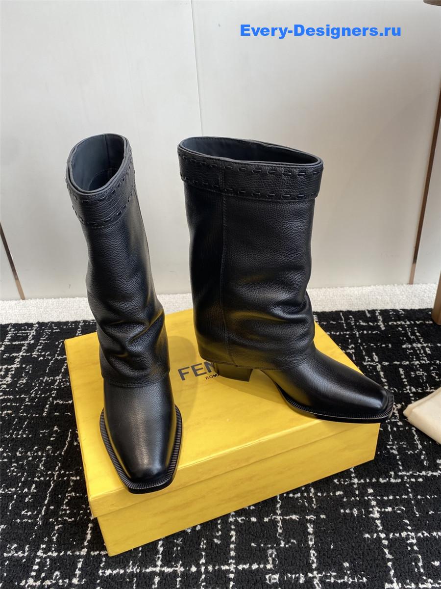 F**di black foldover leather boots