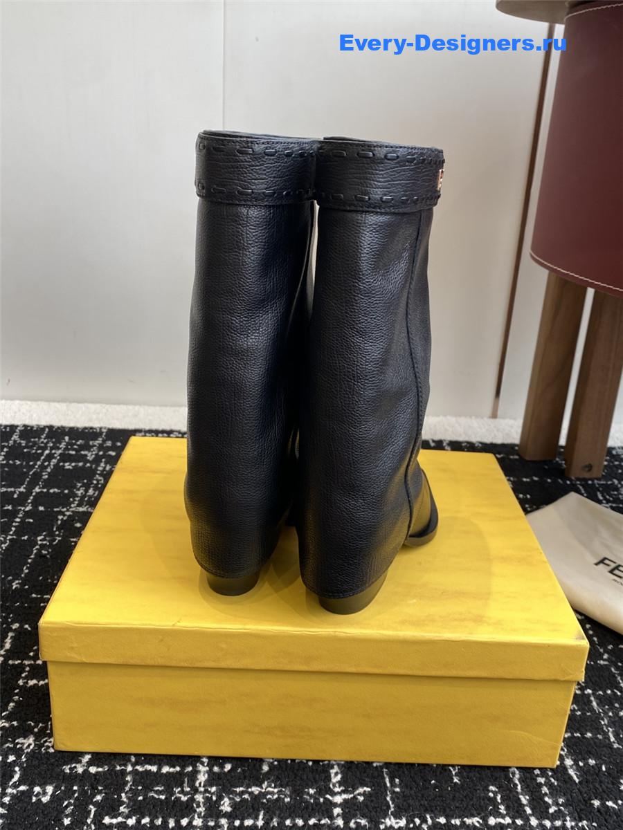 F**di black foldover leather boots