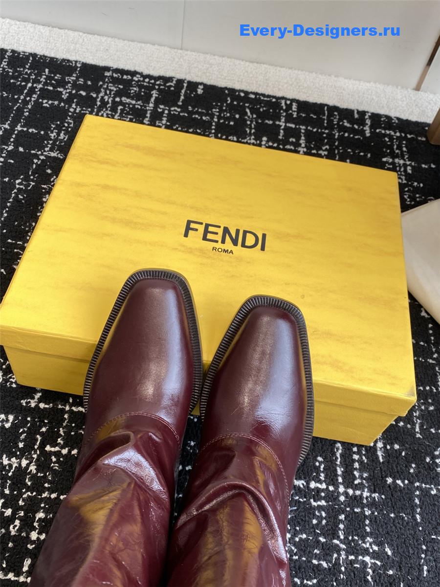 F**di burgundy foldover leather boots