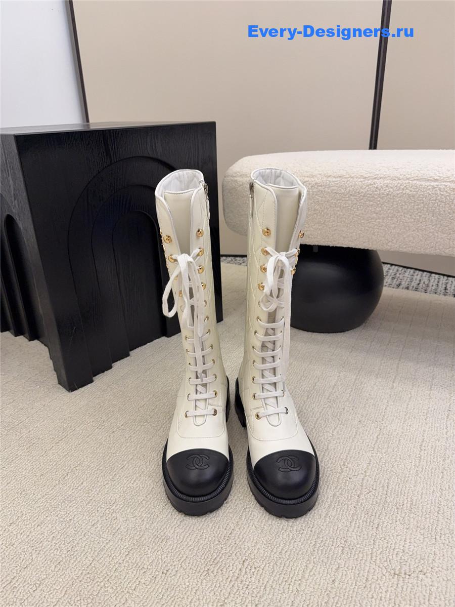 Ch**el quilted lambskin leather long boots