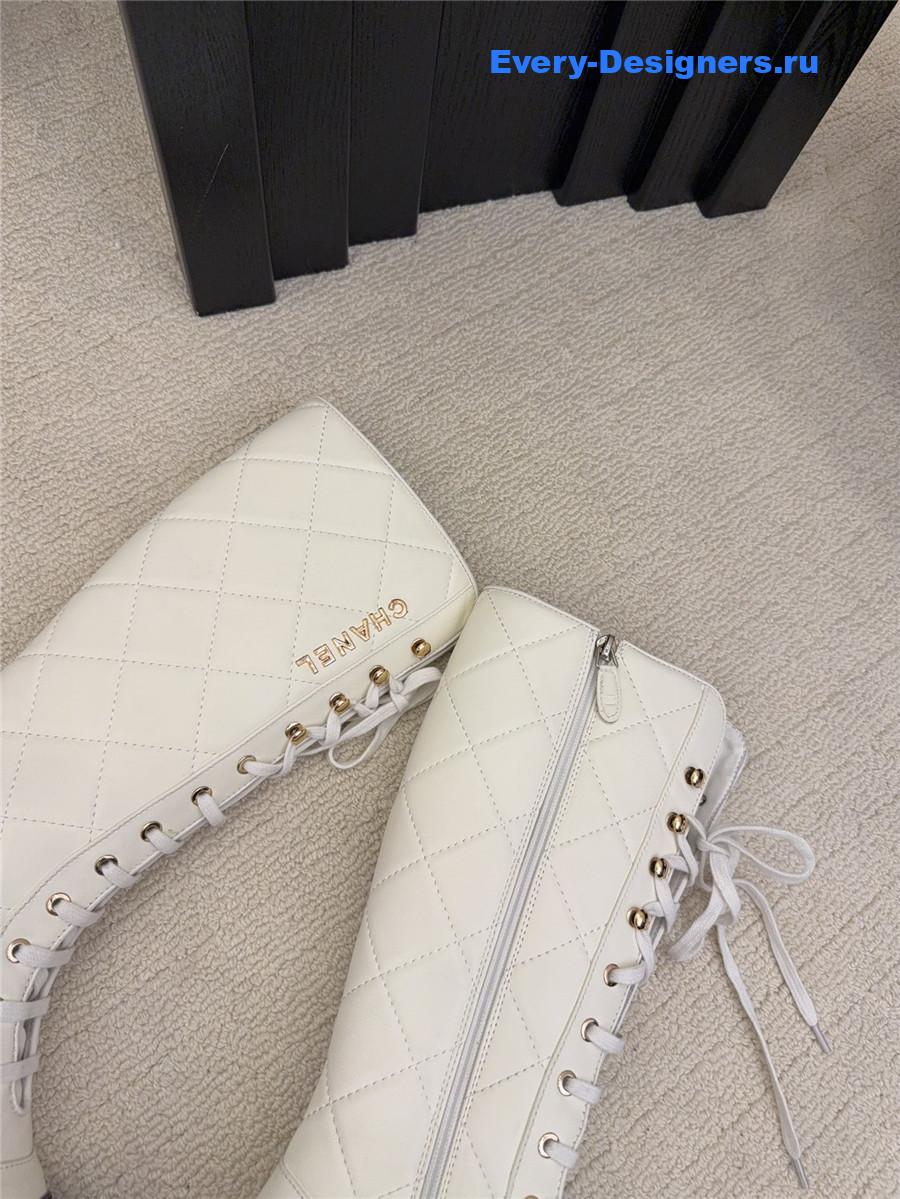 Ch**el quilted lambskin leather long boots