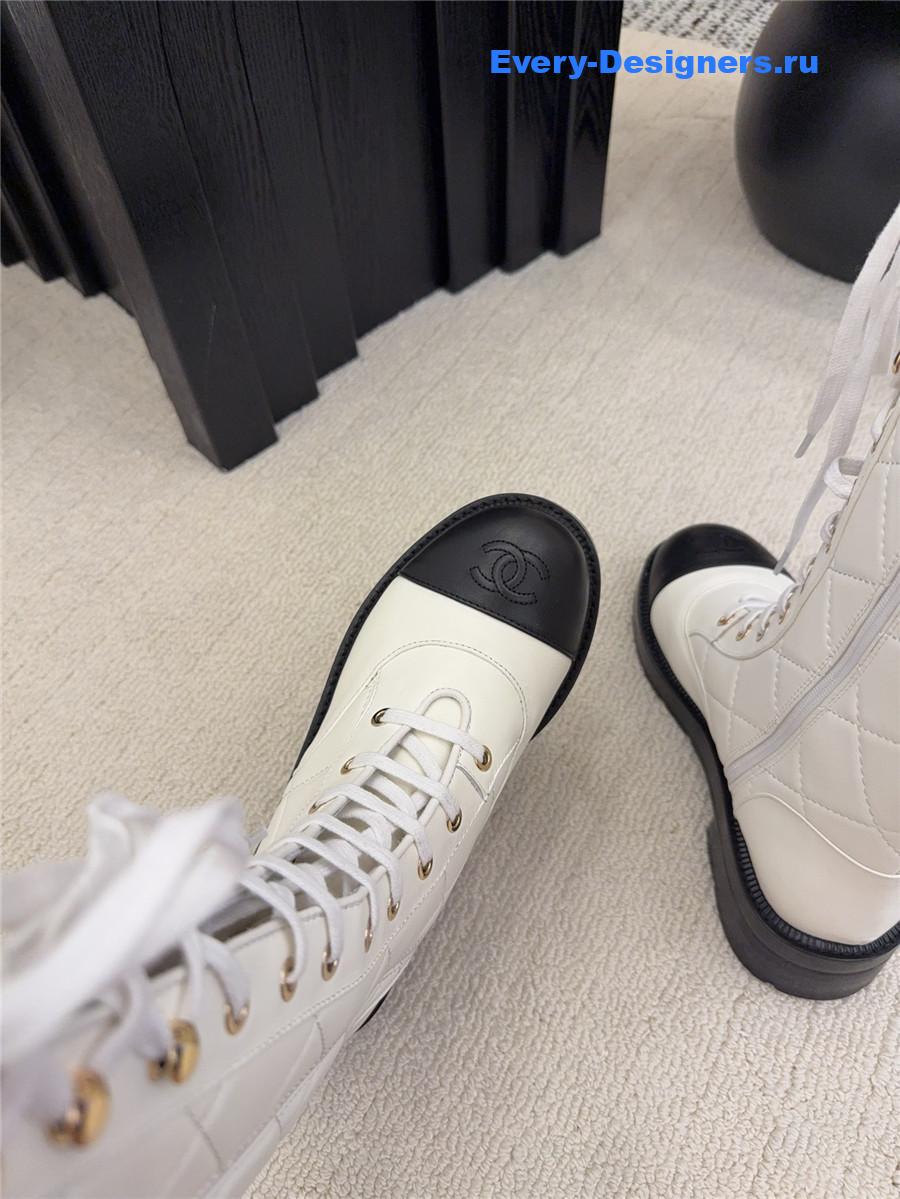 Ch**el quilted lambskin leather long boots