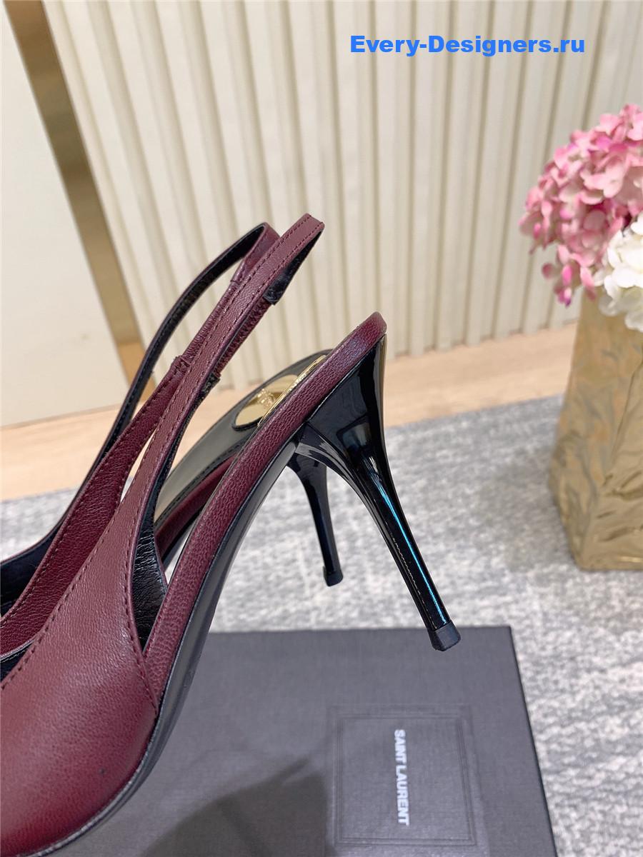 Sa1nt Lau*nt burgundy leather slingback pumps