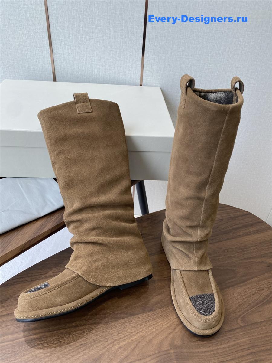 BC Brown Striped Suede Long Boots