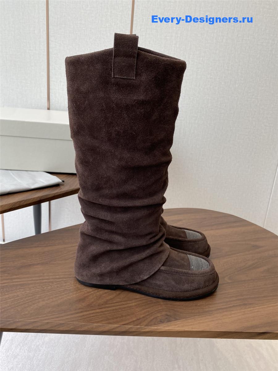 BC Dark Brown Striped Suede Long Boots
