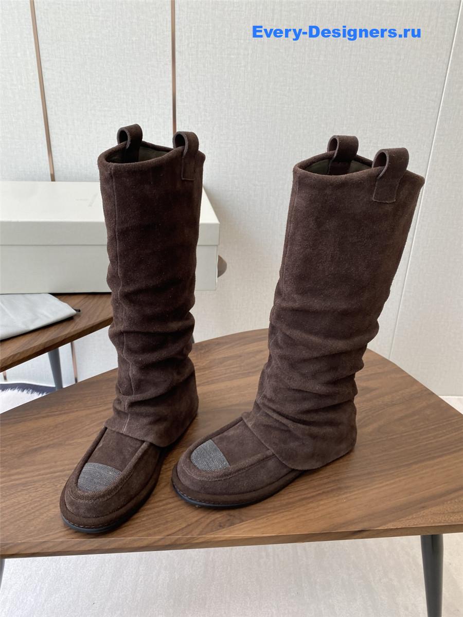 BC Dark Brown Striped Suede Long Boots