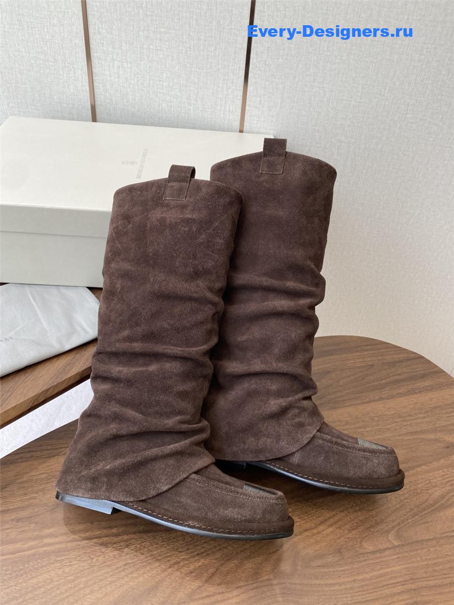 BC Dark Brown Striped Suede Long Boots
