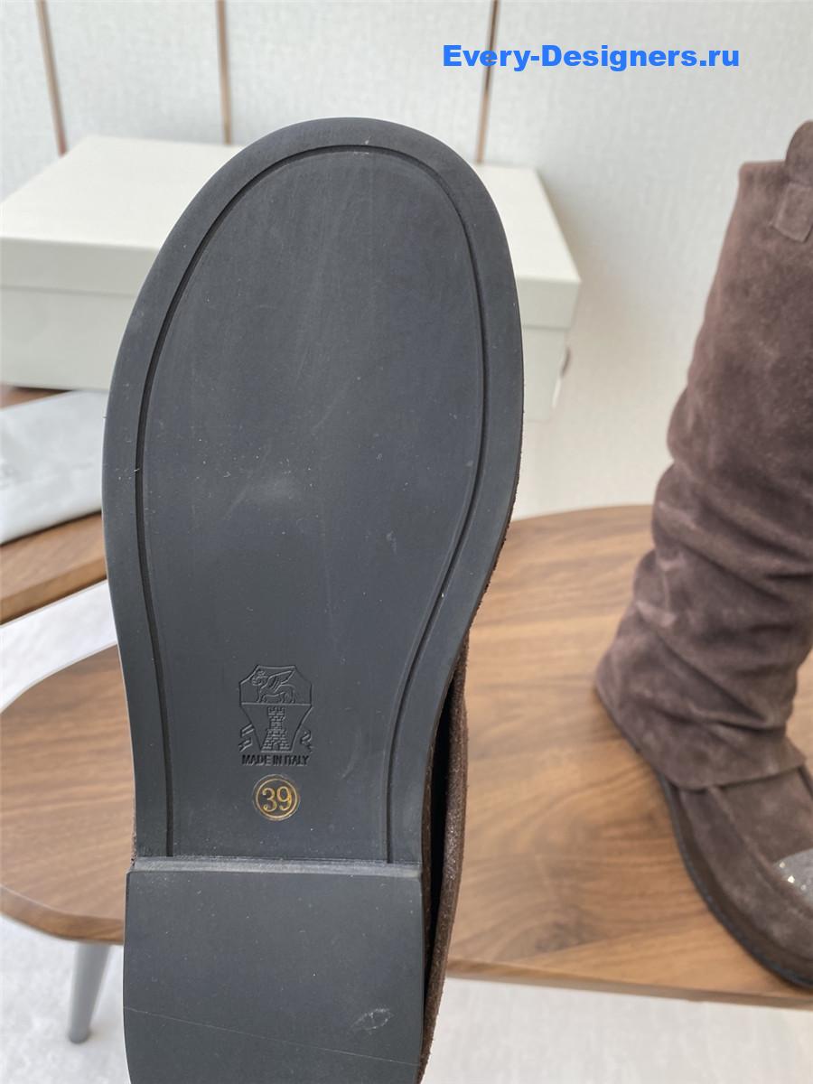 BC Dark Brown Striped Suede Long Boots