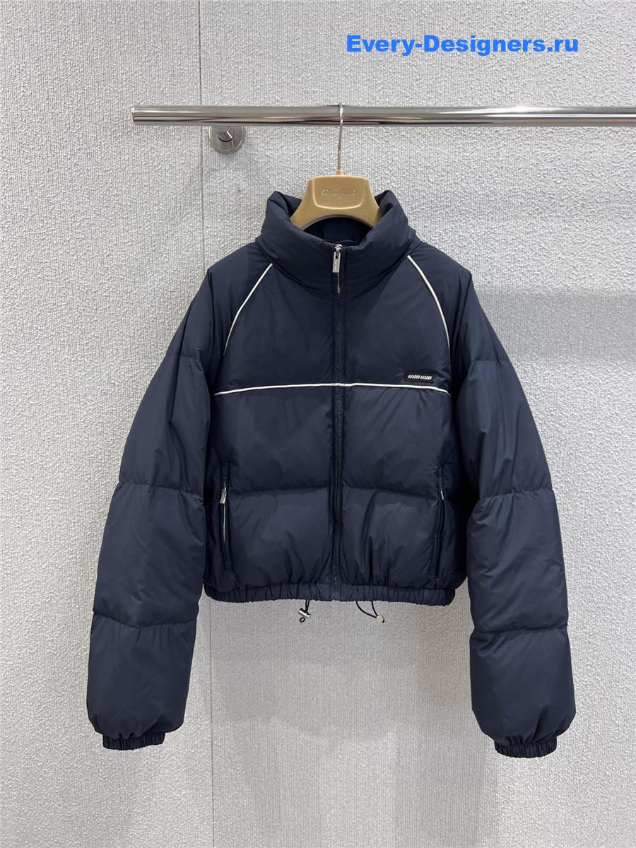 Miu Miu Navy Technical Pongé Down Jacket