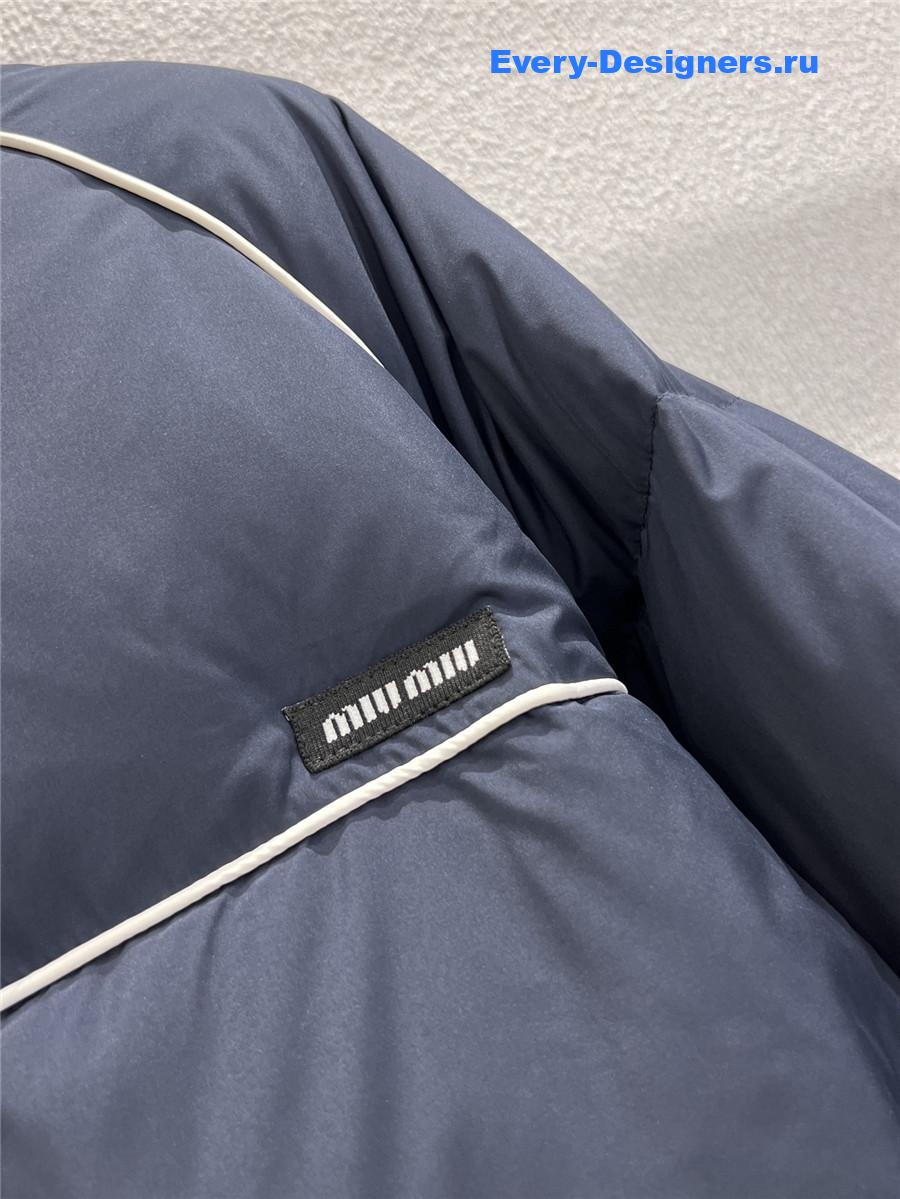 Miu Miu Navy Technical Pongé Down Jacket