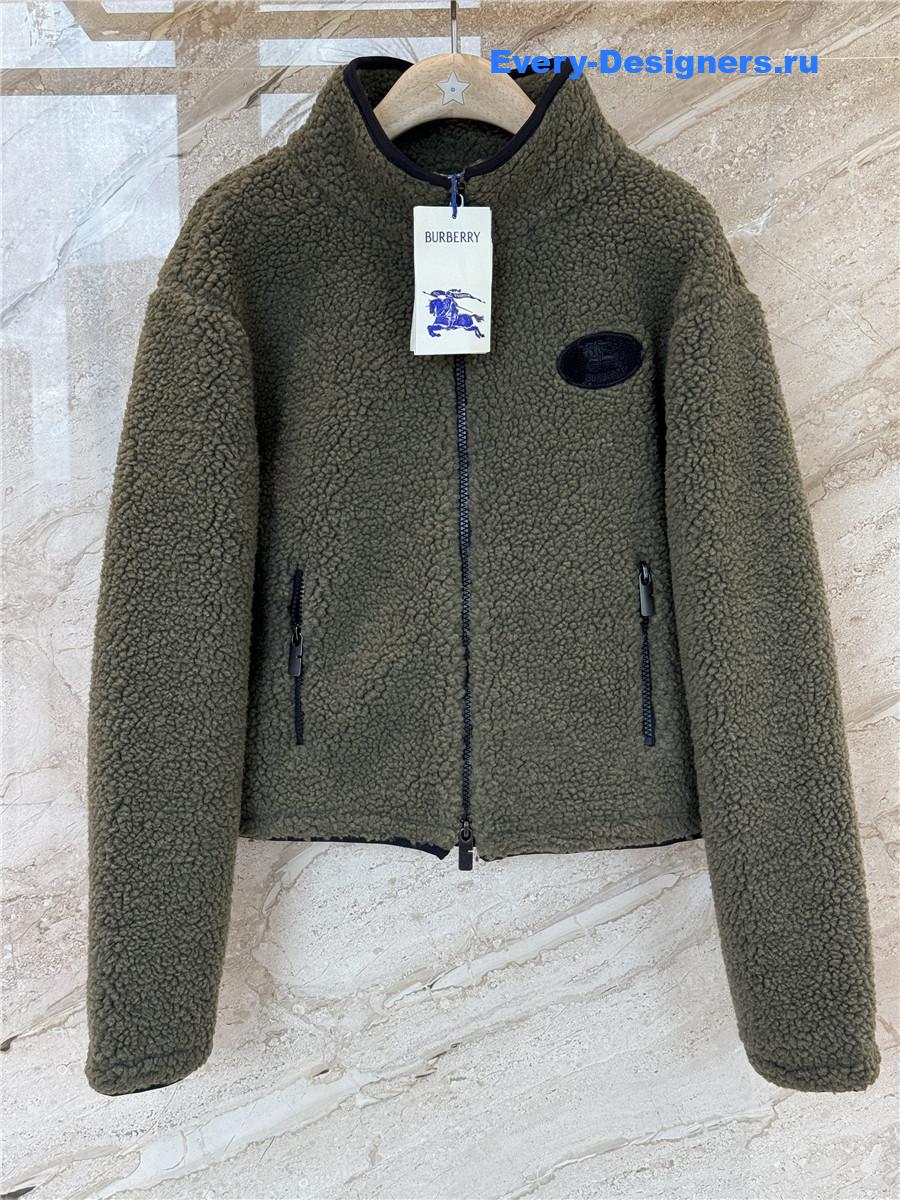 Bv*b*rry green taupe cropped fleece jacket