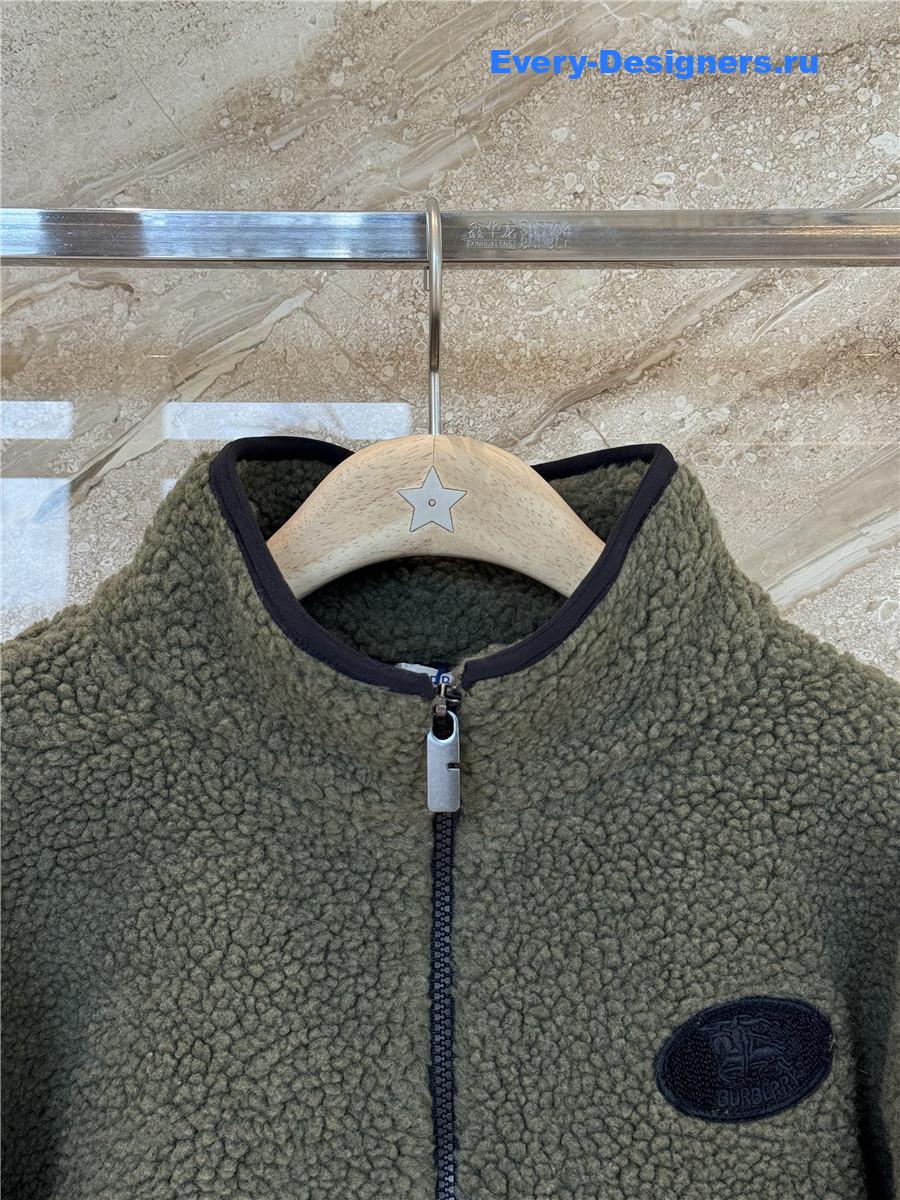 Bv*b*rry green taupe cropped fleece jacket