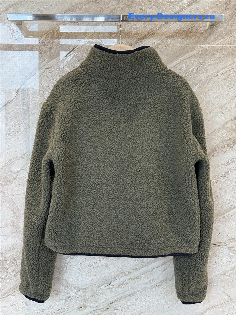 Bv*b*rry green taupe cropped fleece jacket