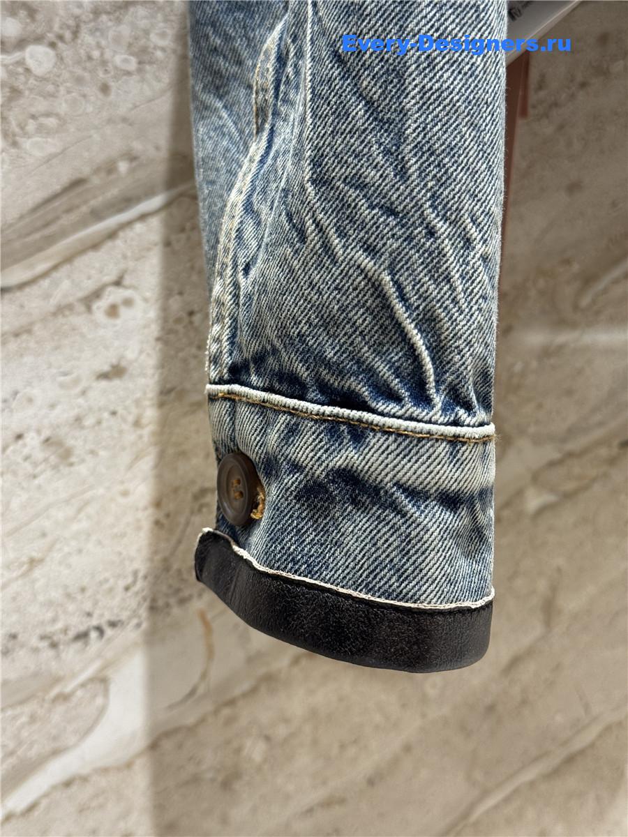 Miu Miu leather-collar Denim Jacket