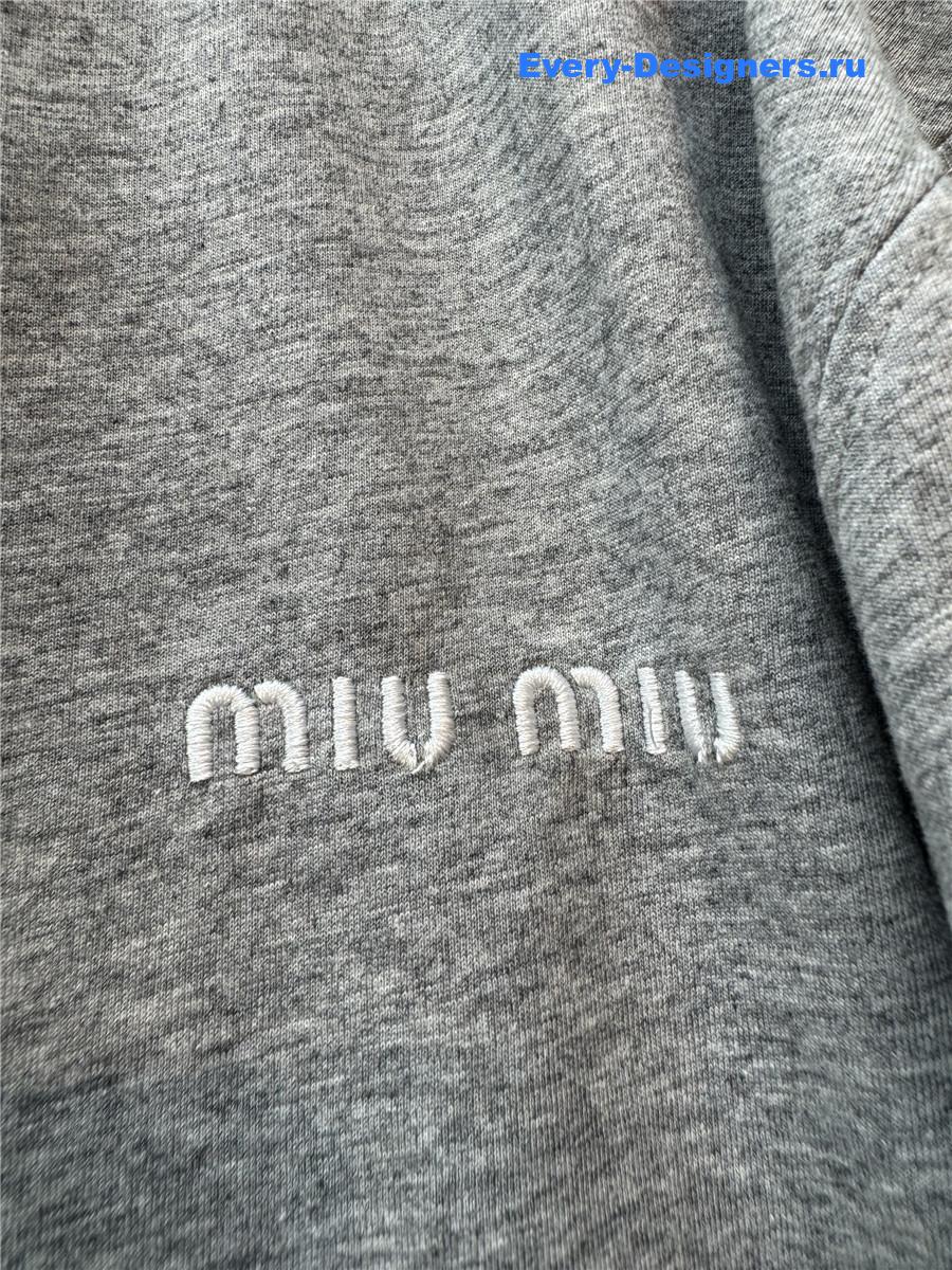 Miu Miu Grey Cotton Fleece Zipper Hoodie