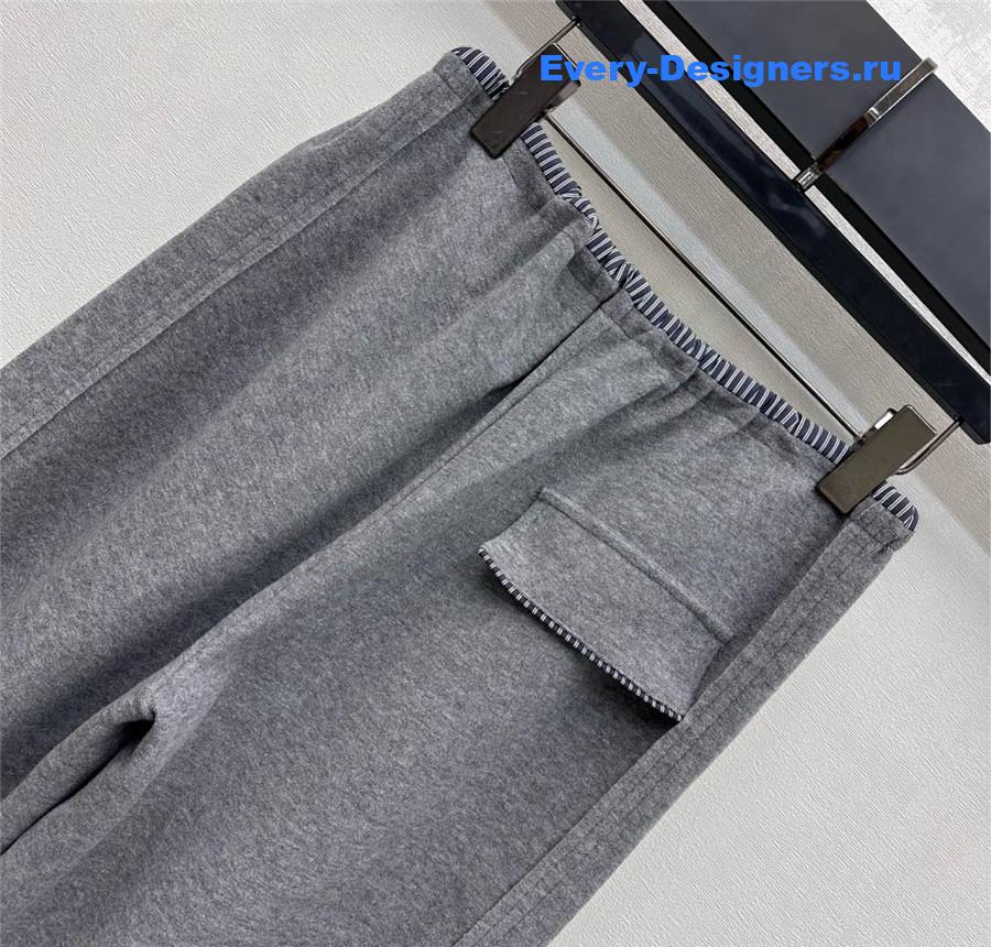 Miu Miu Grey Drawstring Straight-leg Trousers