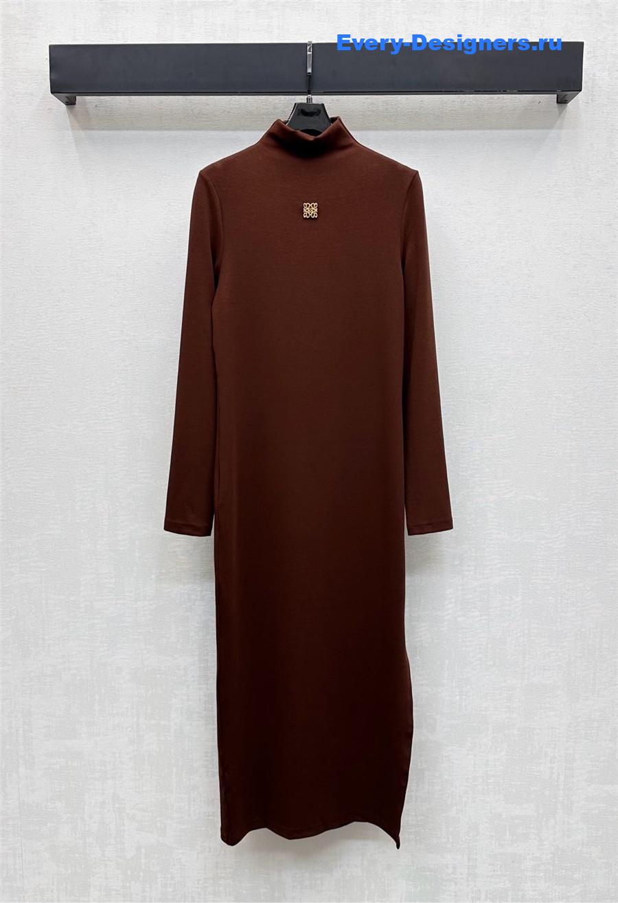 L0ew* brown long-sleeve polo dress