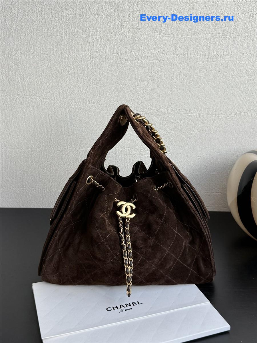 Ch**el dark suede small hobo bag