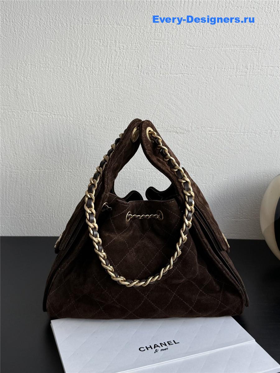 Ch**el dark suede small hobo bag
