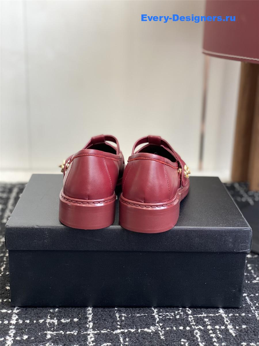 Ch**el burgundy calfskin moccasins