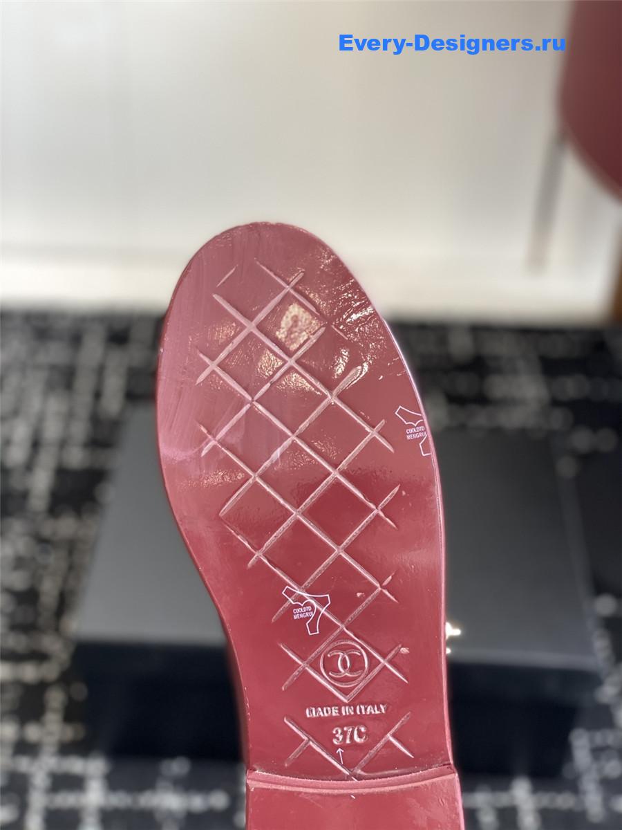 Ch**el burgundy calfskin moccasins