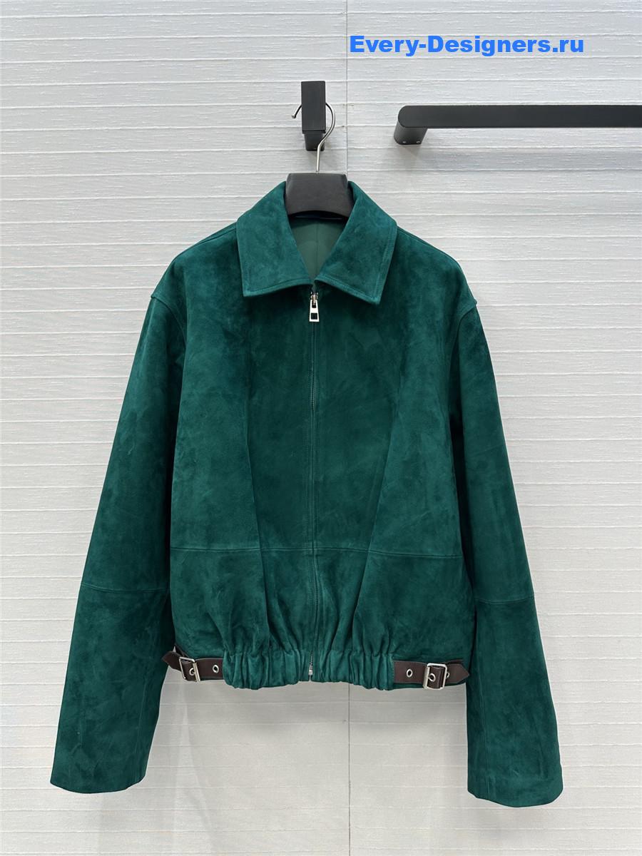 L0ew* green suede buckled shirt jacket
