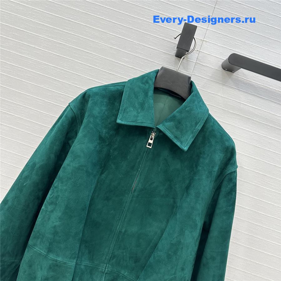 L0ew* green suede buckled shirt jacket