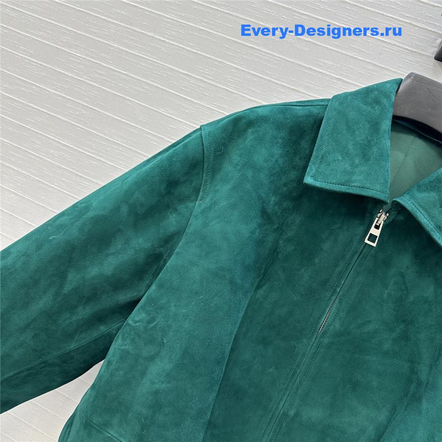 L0ew* green suede buckled shirt jacket