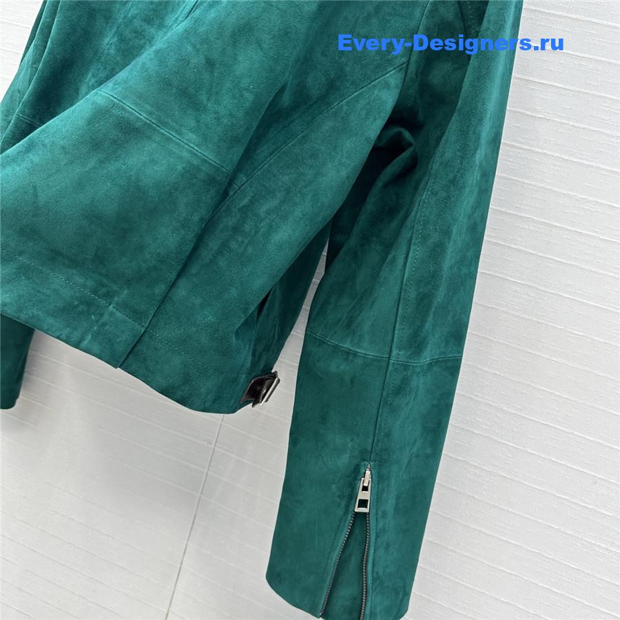 L0ew* green suede buckled shirt jacket