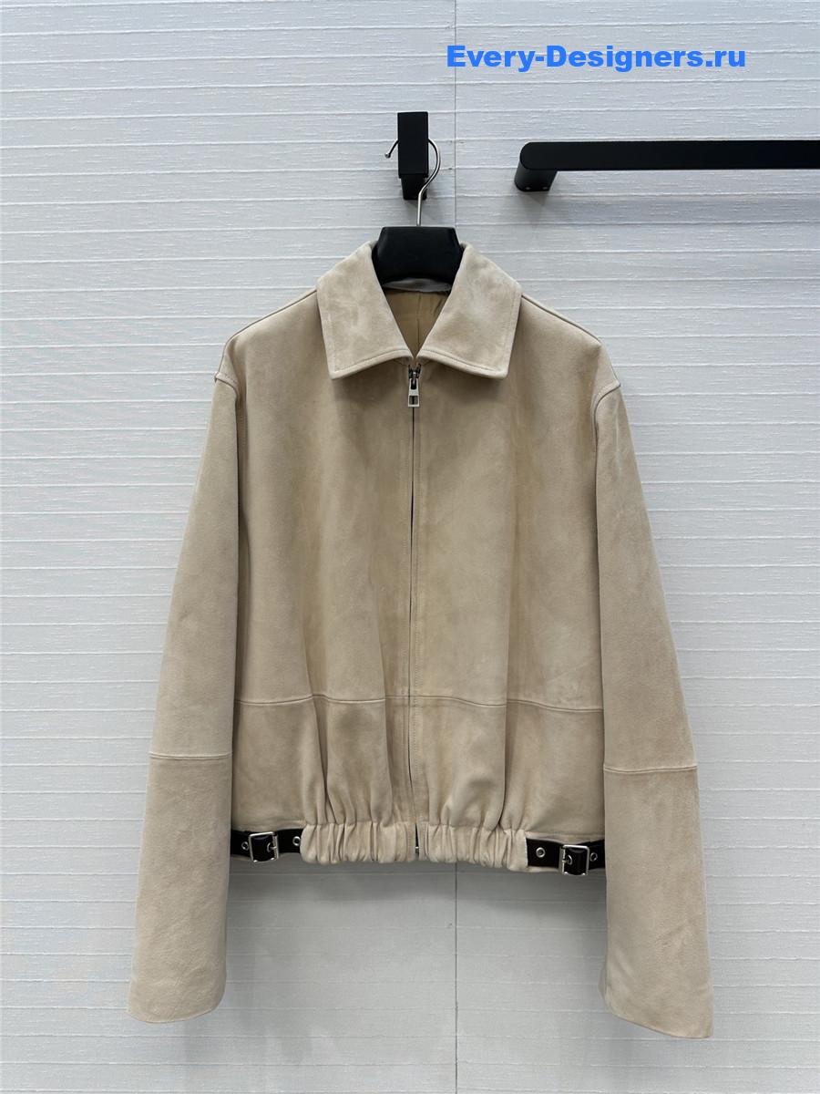 L0ew* beige suede buckled shirt jacket