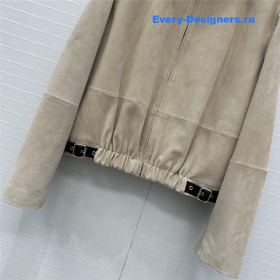 L0ew* beige suede buckled shirt jacket