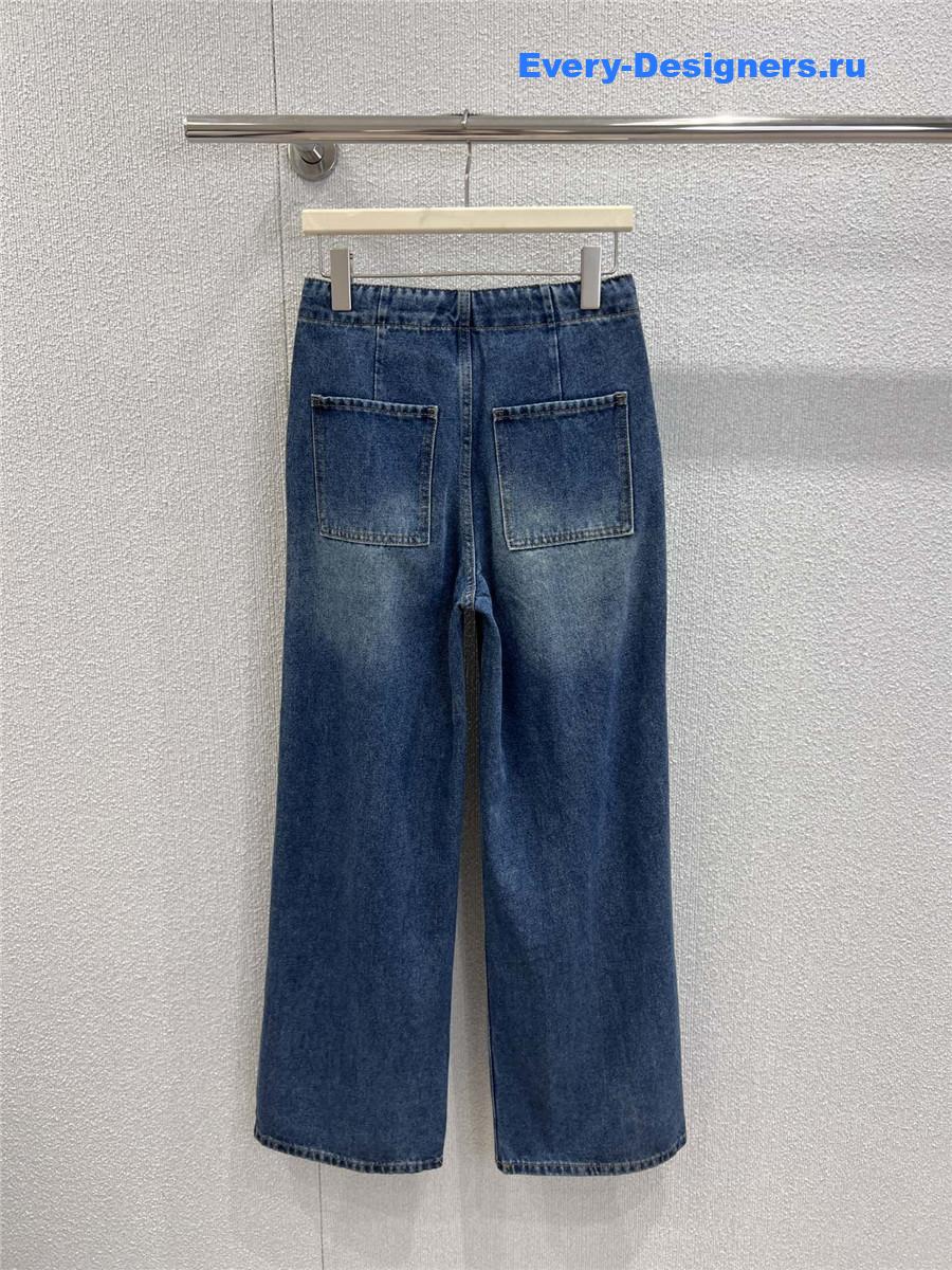 L0ew* drawstring elastic jeans