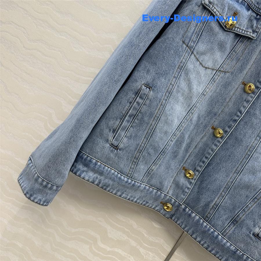 Miu Miu Embroidered-Logo Padded Denim Jacket